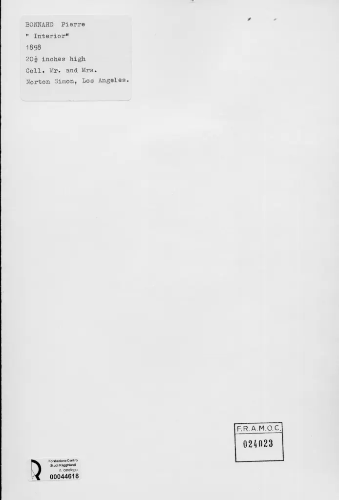 Anonimo , Bonnard, Pierre - sec. XIX - Interno , retro