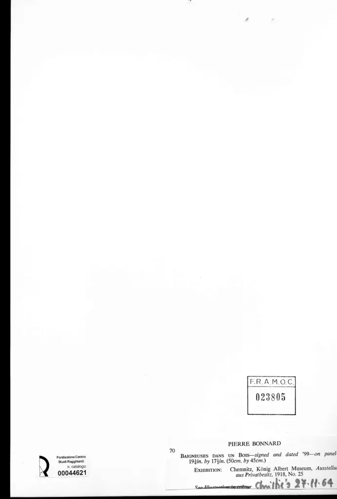 Anonimo , Bonnard, Pierre - sec. XIX - Bagnanti in un bosco , retro