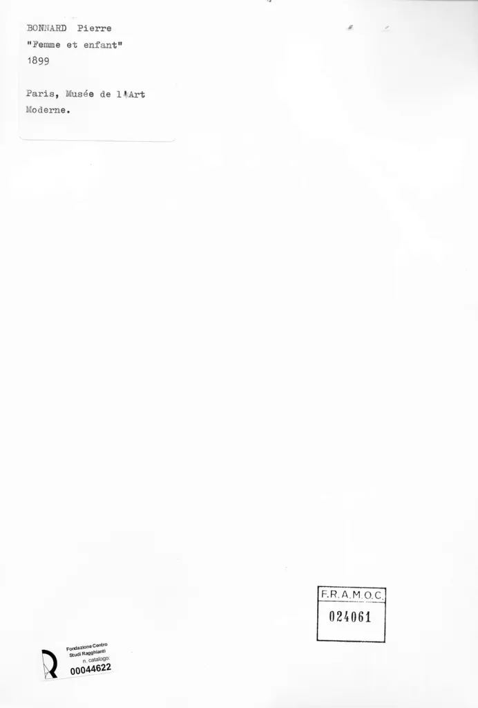 Anonimo , Bonnard, Pierre - sec. XIX - Donna e bambino , retro