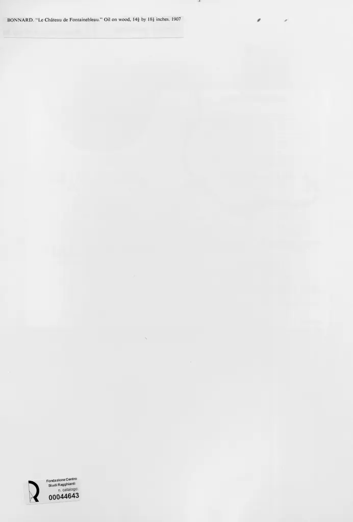 Anonimo , Bonnard, Pierre - sec. XX - Il castello di Fontainbleau , retro