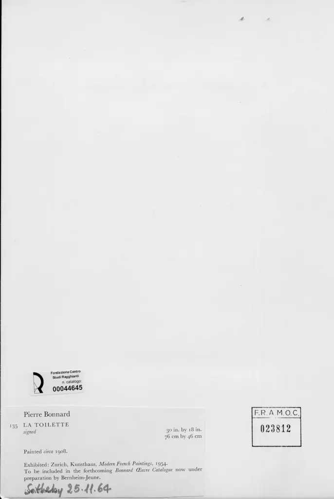 Anonimo , Bonnard, Pierre - sec. XX - La toilette , retro