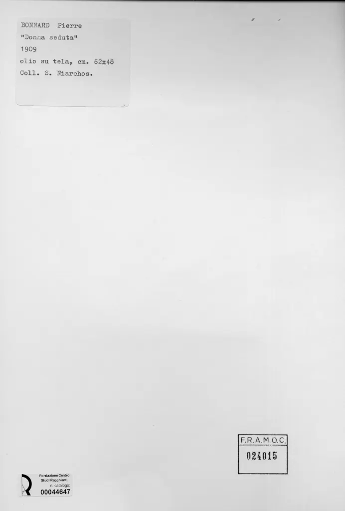 Anonimo , Bonnard, Pierre - sec. XX - Donna seduta , retro