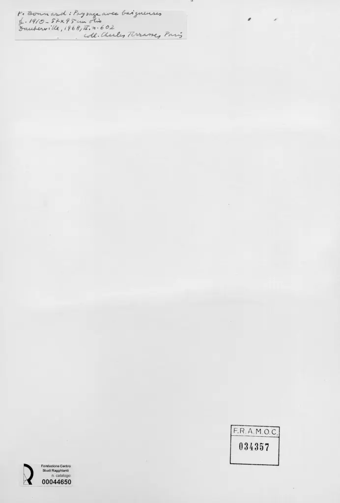 Anonimo , Bonnard, Pierre - sec. XX - Paesaggio con bagnanti , retro