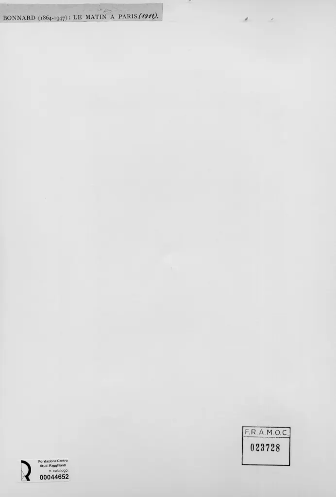 Anonimo , Bonnard, Pierre - sec. XX - La mattina a Parigi , retro