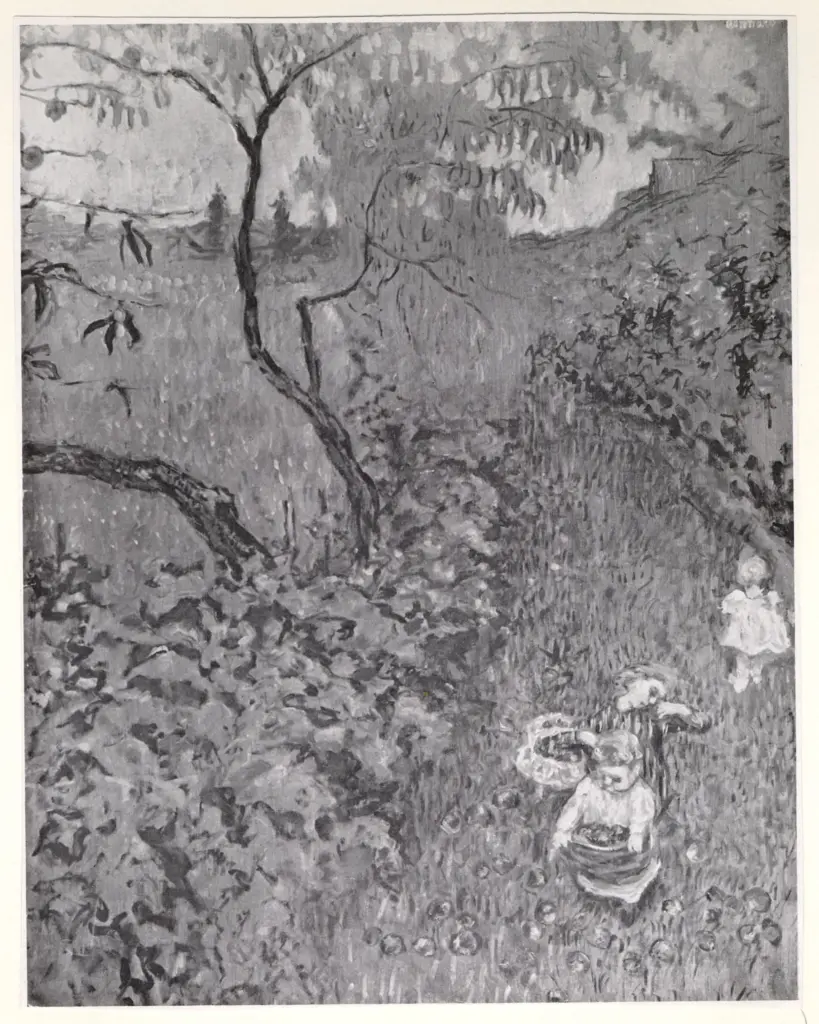 Anonimo , Bonnard, Pierre - sec. XX - Bambini che raccolgono frutta in un giardino , fronte