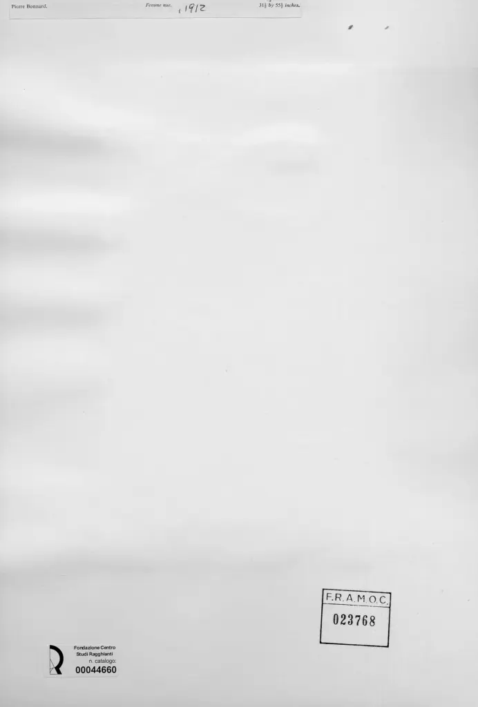 Anonimo , Bonnard, Pierre - sec. XX - Donna nuda , retro