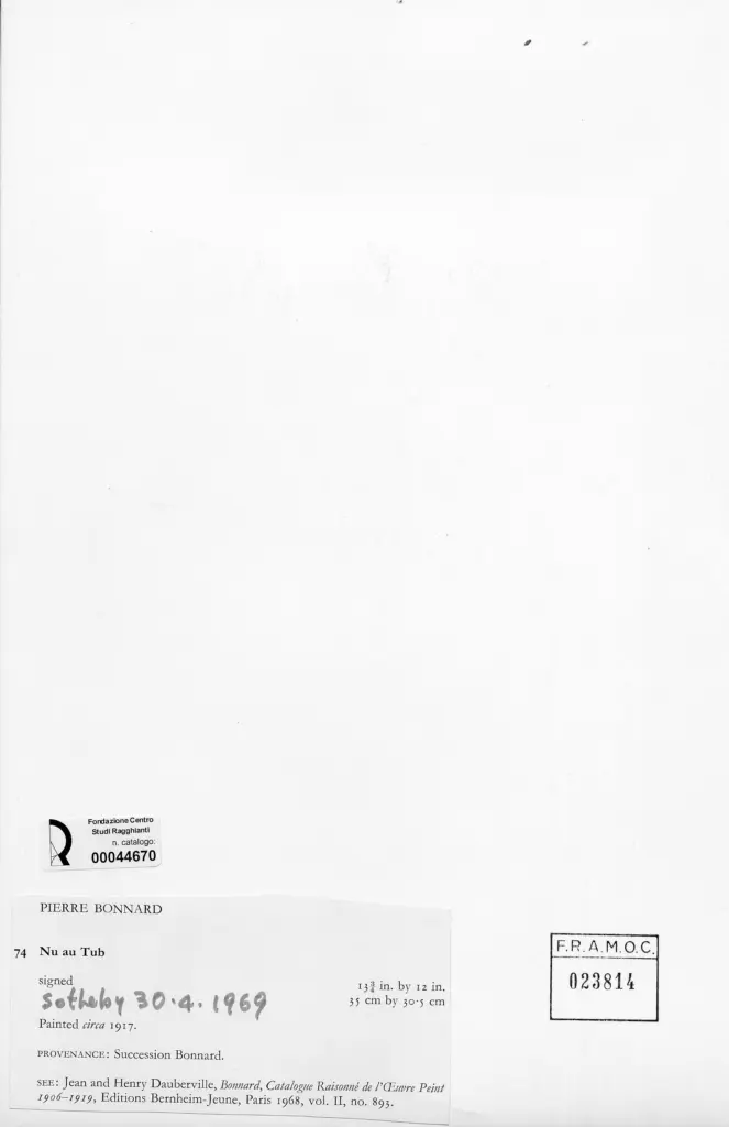 Anonimo , Bonnard, Pierre - sec. XX - Nu au tub , retro