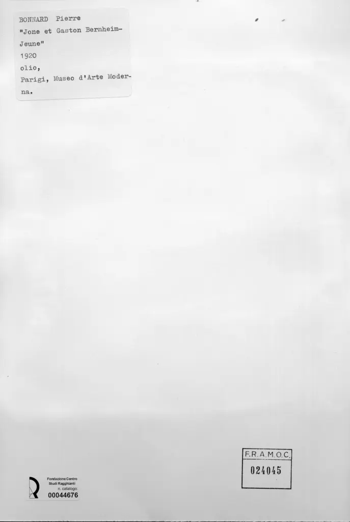 Anonimo , Bonnard, Pierre - sec. XX - Jone e Gaston Bernheim-Jeune , retro