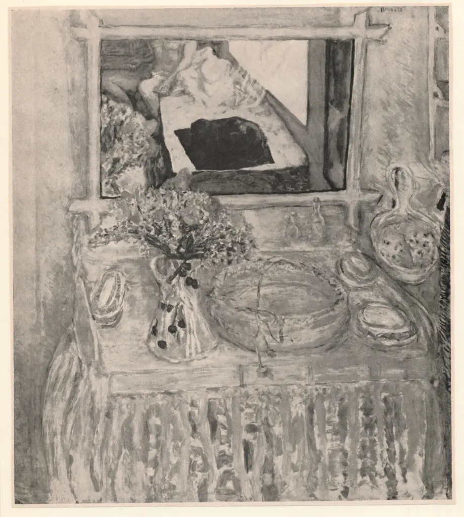 Anonimo , Bonnard, Pierre - sec. XX - Tavolo apparecchiato e specchio , fronte