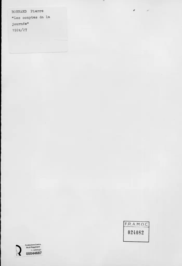Anonimo , Bonnard, Pierre - sec. XX - I conti della giornata , retro