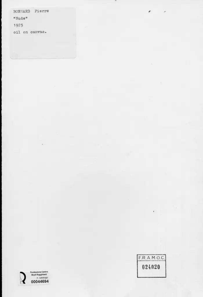 Anonimo , Bonnard, Pierre - sec. XX - Nudo , retro