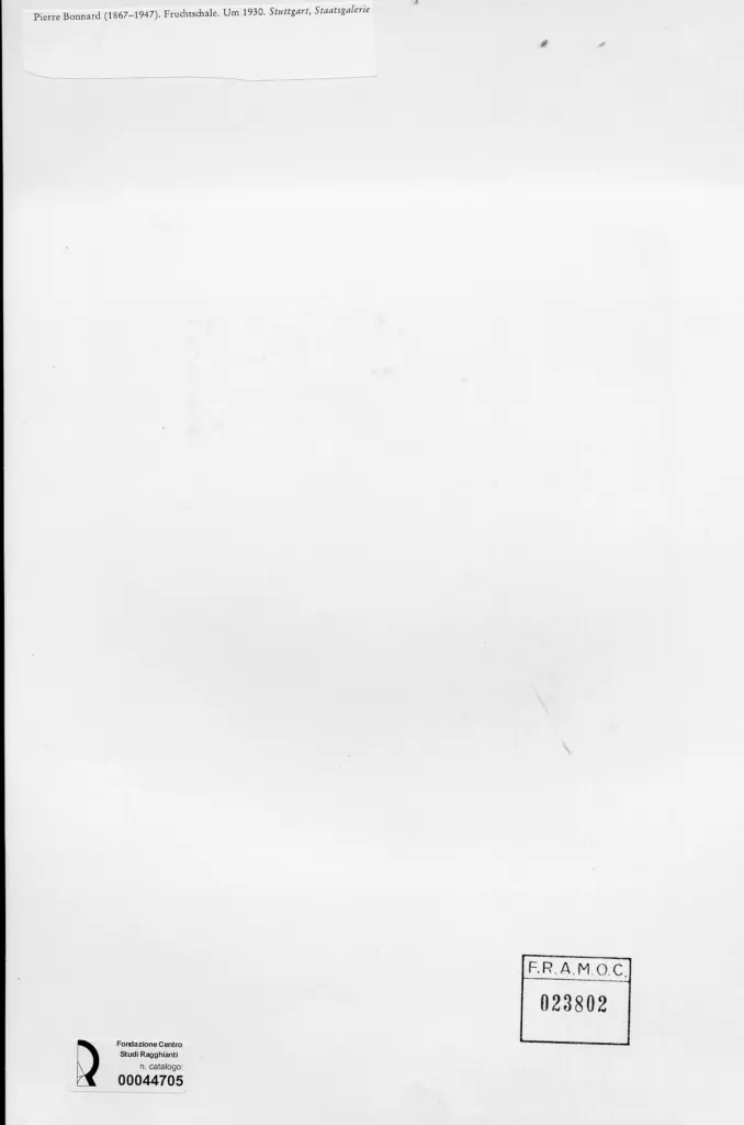 Anonimo , Bonnard, Pierre - sec. XX - Piatto con frutta , retro