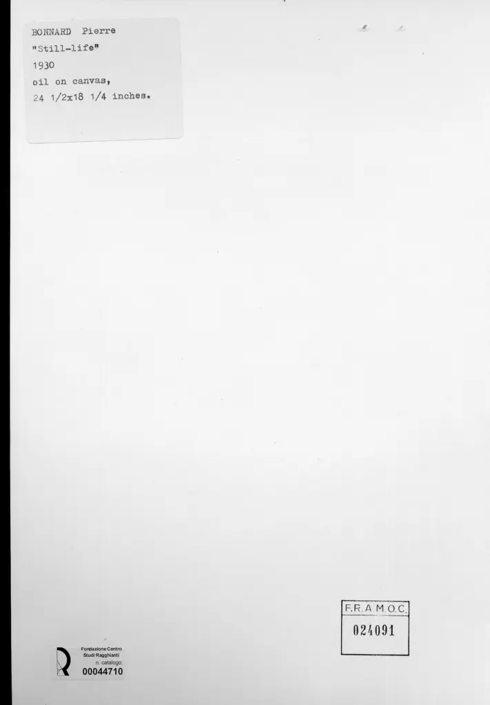 Anonimo , Bonnard, Pierre - sec. XX - Natura morta , retro