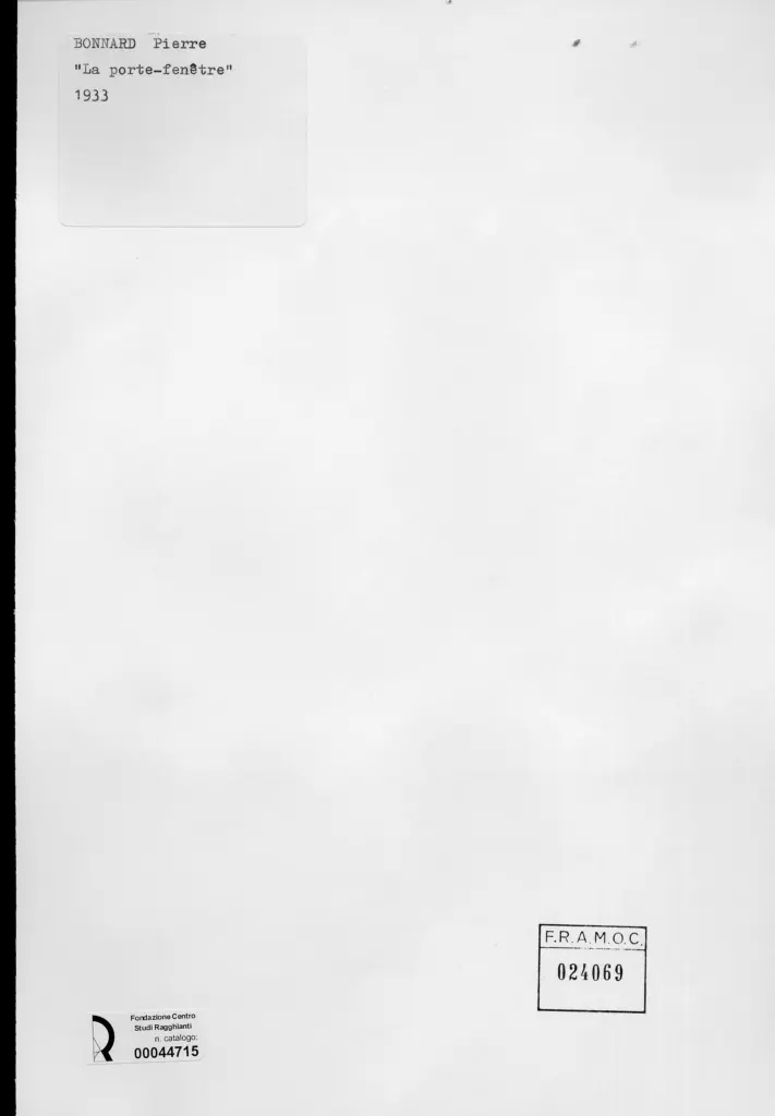 Anonimo , Bonnard, Pierre - sec. XX - La porta finestra , retro