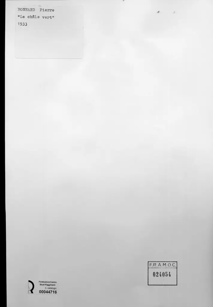 Anonimo , Bonnard, Pierre - sec. XX - Lo scialle verde , retro