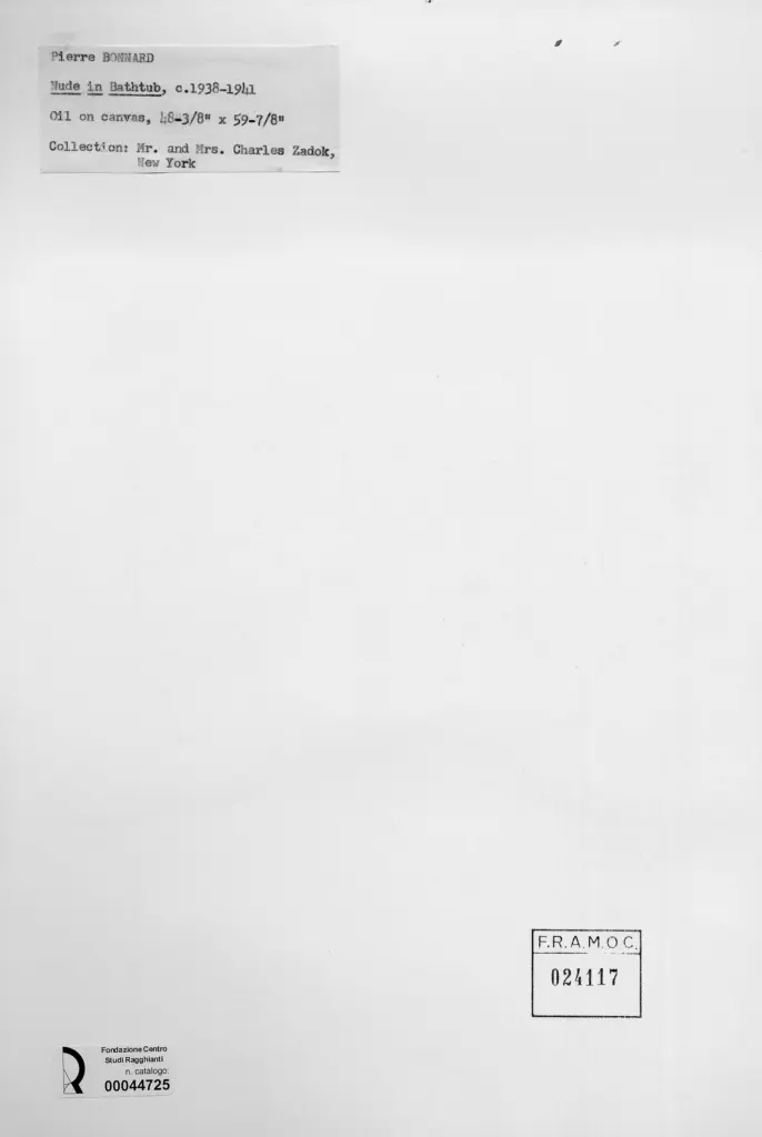 Anonimo , Bonnard, Pierre - sec. XX - Nudo nella vasca da bagno , retro