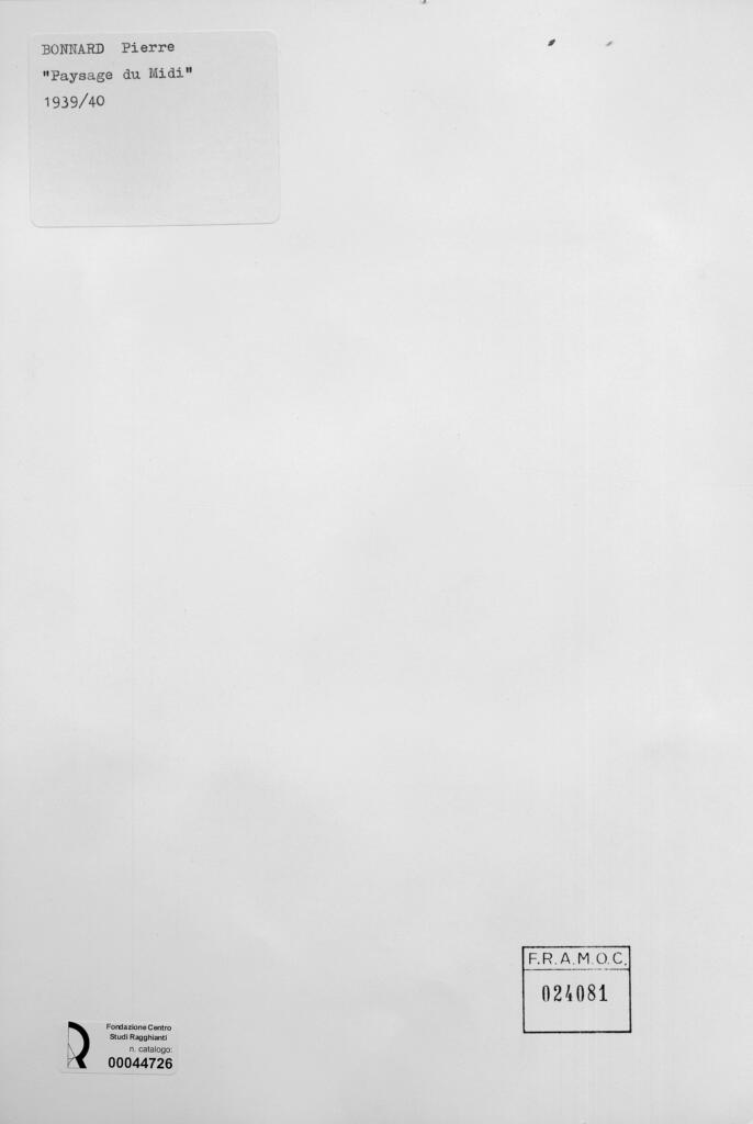 Anonimo , Bonnard, Pierre - sec. XX - Paesaggio a mezzogiorno , retro