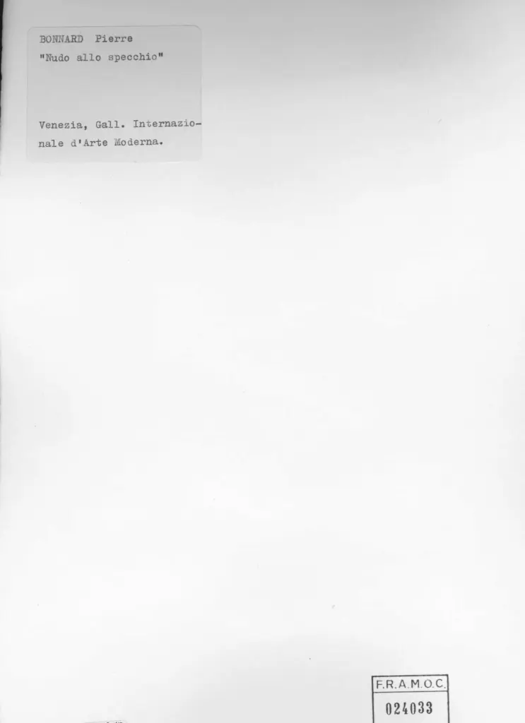 Anonimo , Bonnard, Pierre - sec. XX - Nudo allo specchio , retro