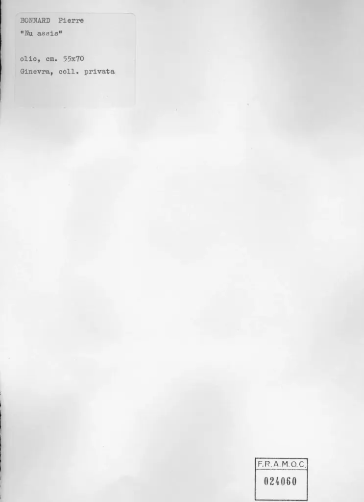 Anonimo , Bonnard, Pierre - sec. XIX/ XX - Nu assis , retro