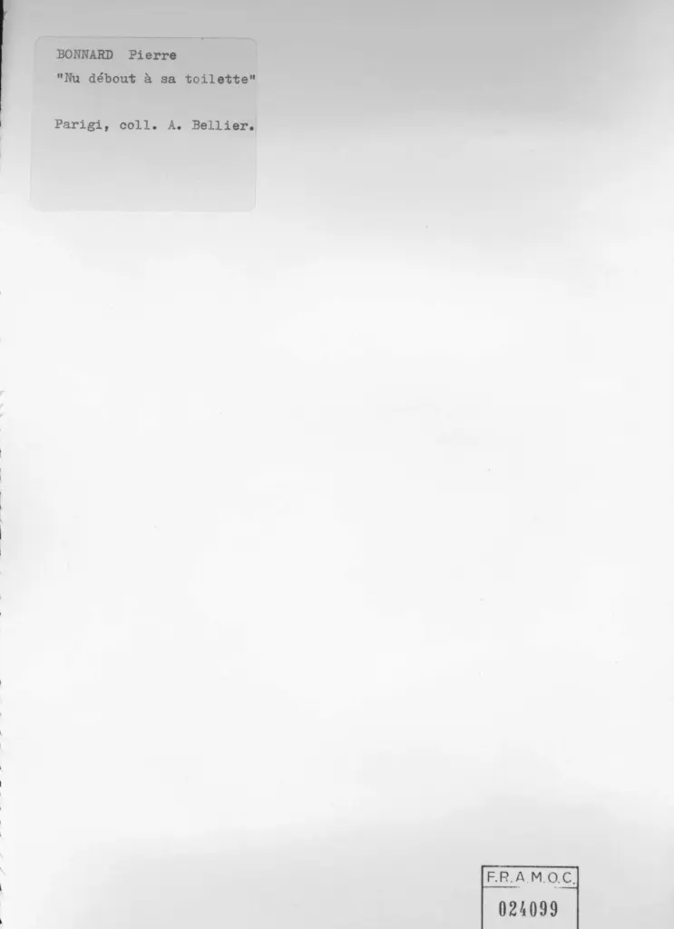Anonimo , Bonnard, Pierre - sec. XX - Nu d&eacute;bout &agrave; sa toilette , retro
