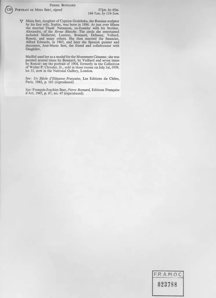 Anonimo , Bonnard, Pierre - sec. XIX/ XX - Portrait de Misia Sert , retro