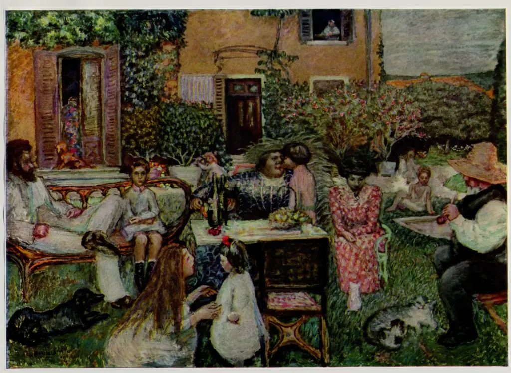 Anonimo , Bonnard, Pierre - sec. XIX/ XX - Persone in giardino seduti e in piedi , fronte