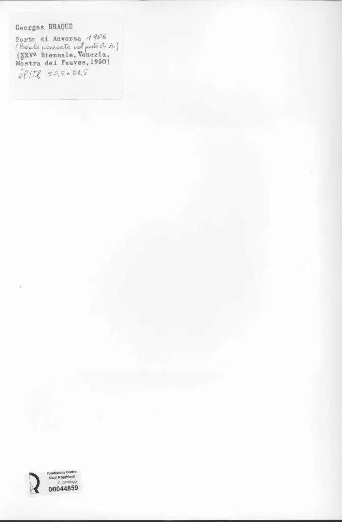 Anonimo , Braque, George - sec. XX - Porto di Anversa , retro