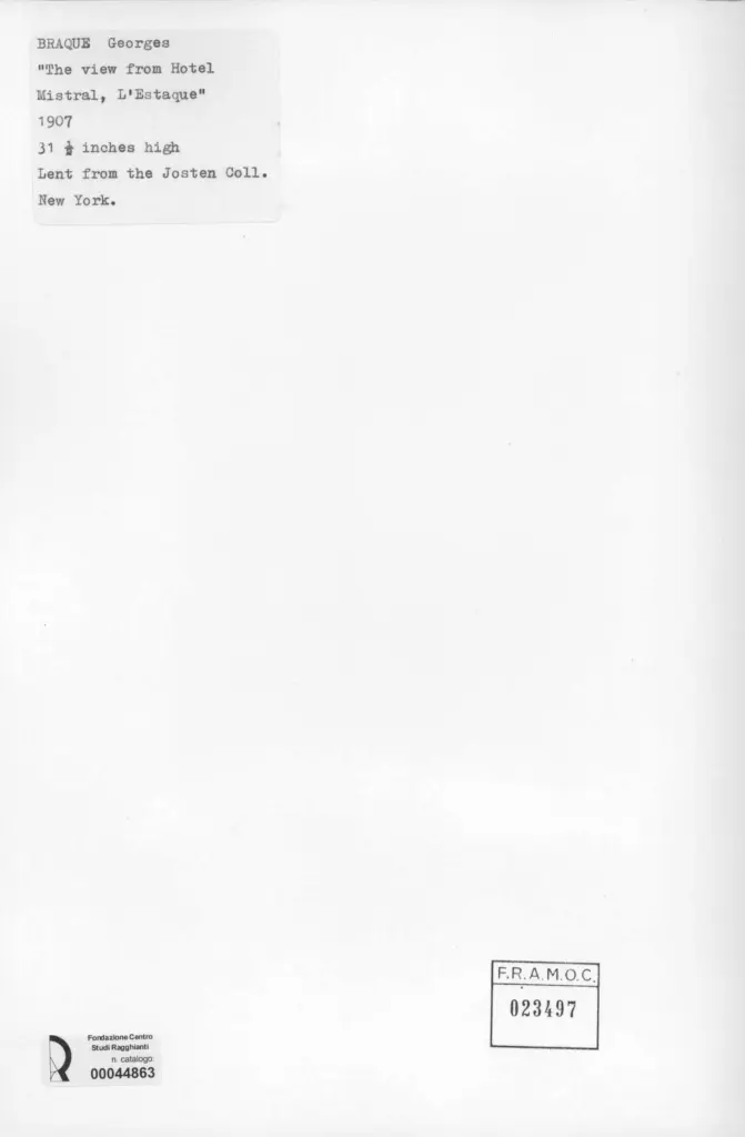 Anonimo , Braque, George - sec. XX - The view from Hotel Mistral, L'Estaque , retro