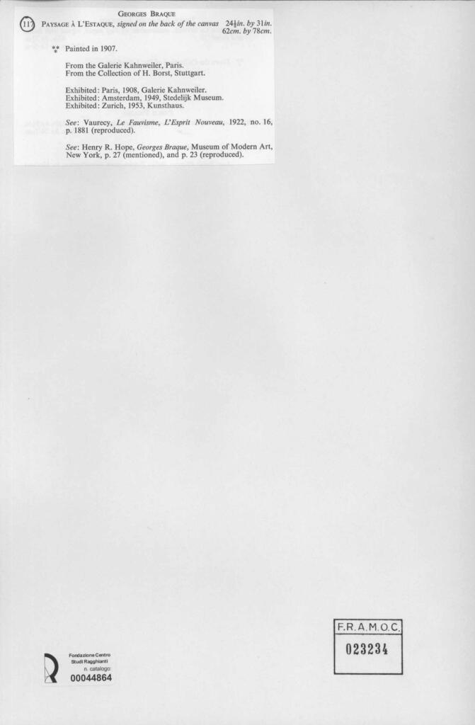 Anonimo , Braque, George - sec. XX - Paysage à L'Estaque , retro