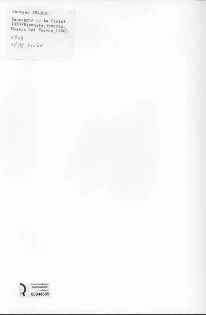 Anonimo , Braque, George - sec. XX - Paesaggio di La Ciotat , retro