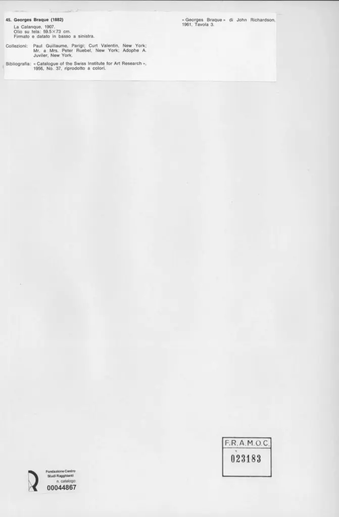 Anonimo , Braque, George - sec. XX - La Calanque , retro