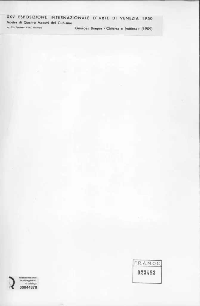 Anonimo , Braque, George - sec. XX - Chitarra e fruttiera , retro