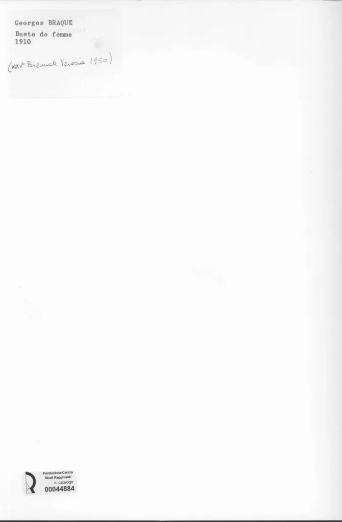 Anonimo , Braque, George - sec. XX - Buste de femme , retro
