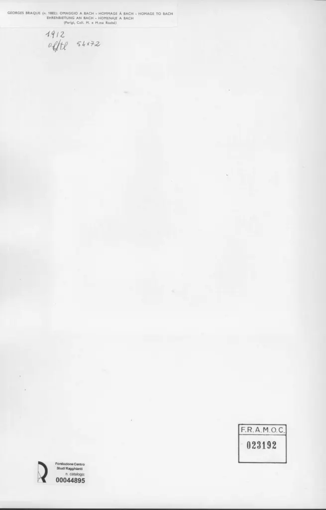 Anonimo , Braque, George - sec. XX - Omaggio a Bach , retro