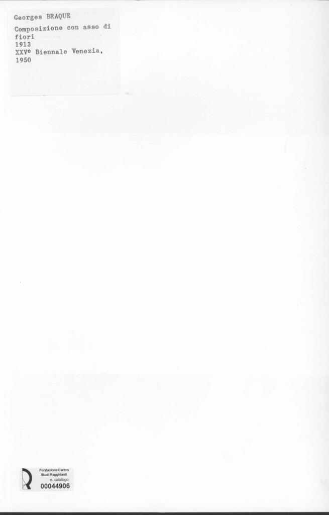 Anonimo , Braque, George - sec. XX - Composizione con asso di fiori , retro