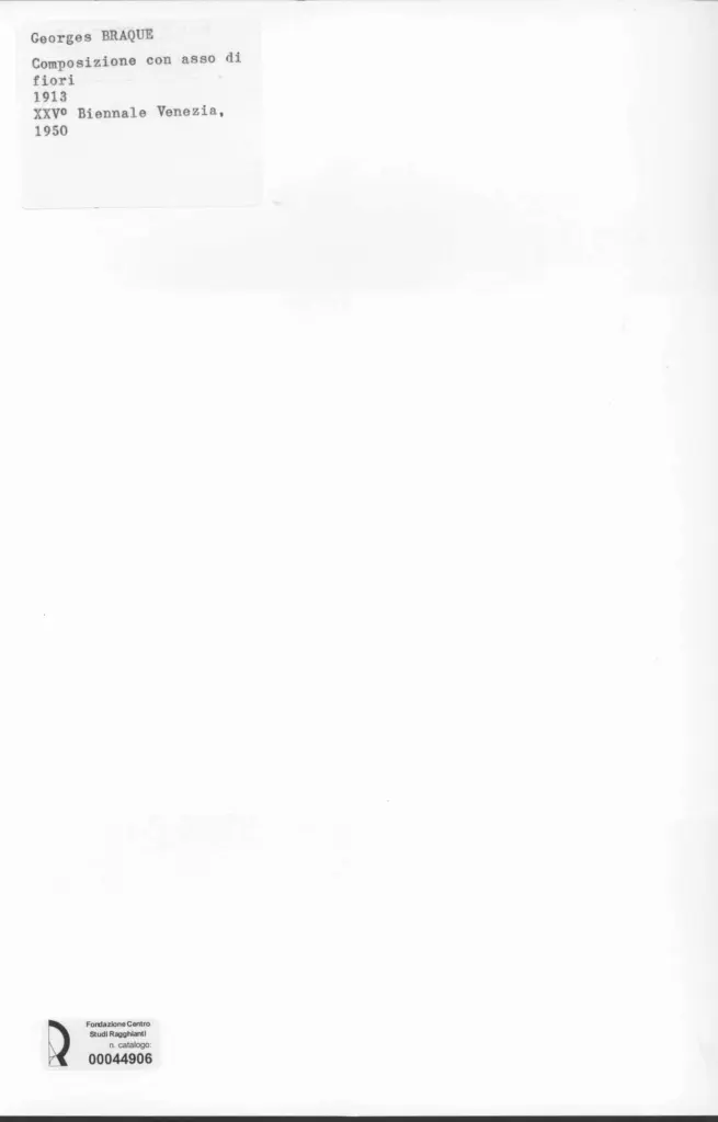 Anonimo , Braque, George - sec. XX - Composizione con asso di fiori , retro