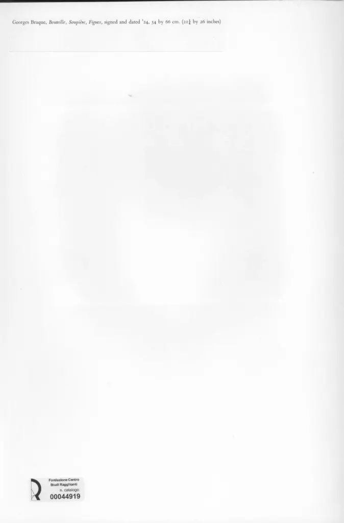 Anonimo , Braque, Georges - sec. XX - Bouteille, Soupi&egrave;re, Figues , retro