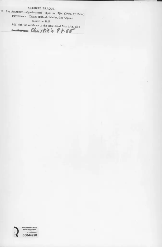 Anonimo , Braque, George - sec. XX - Les Anemones , retro