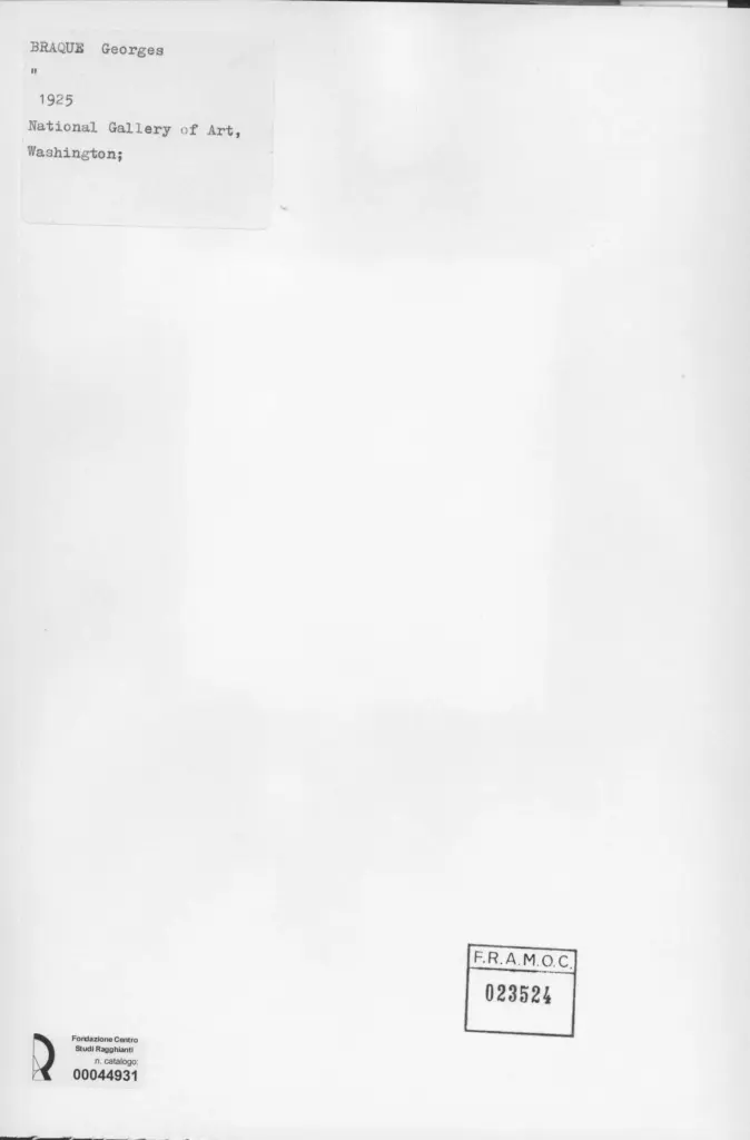 Anonimo , Braque, George - sec. XX - Nudo di donna con frutta , retro