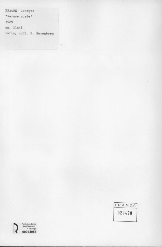 Anonimo , Braque, George - sec. XX - Nature morte , retro
