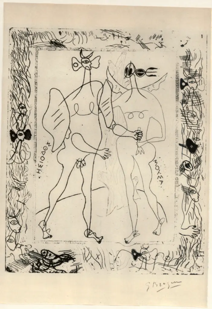 Anonimo , Braque, George - sec. XX - Hesiod und Muse , fronte