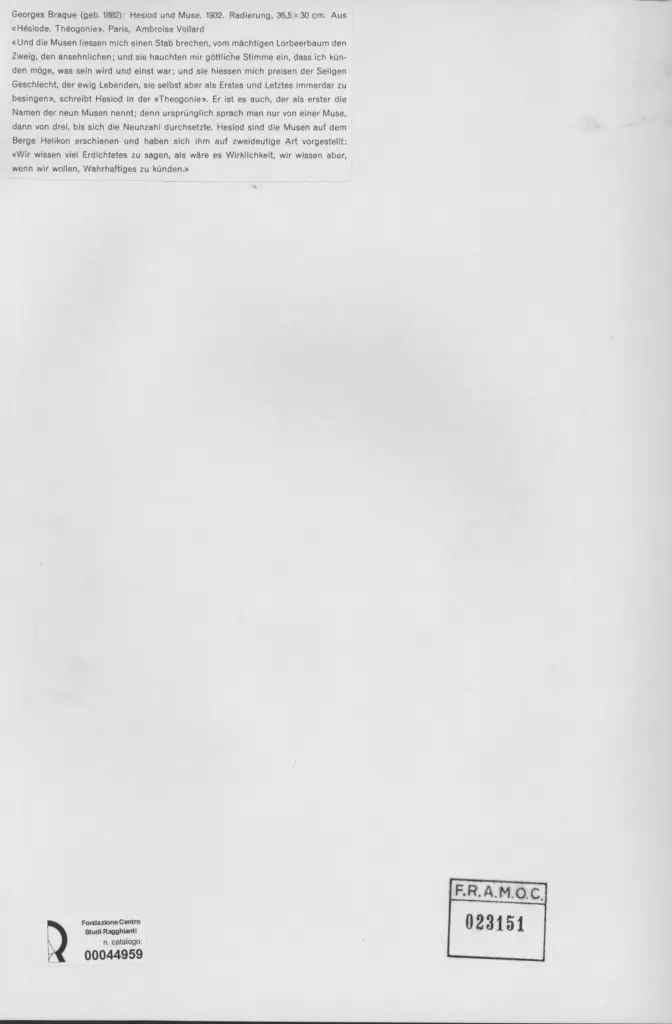Anonimo , Braque, George - sec. XX - Hesiod und Muse , retro