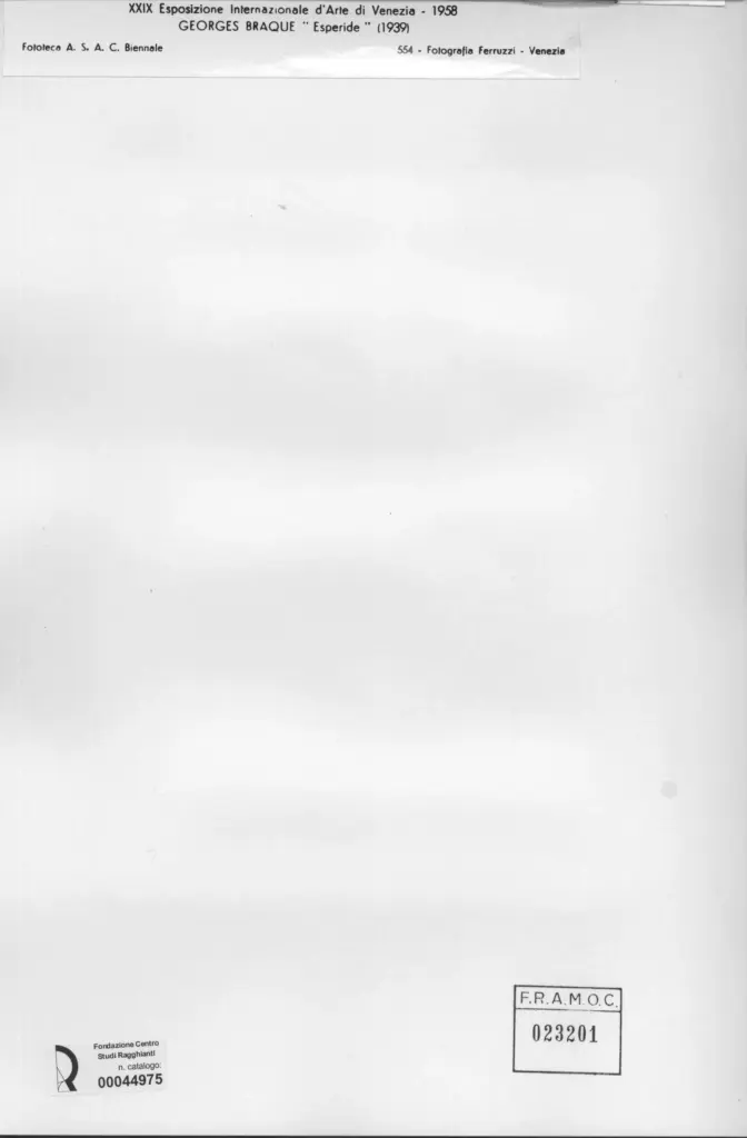 Fotografia Ferruzzi , Braque, George - sec. XX - Esperide , retro