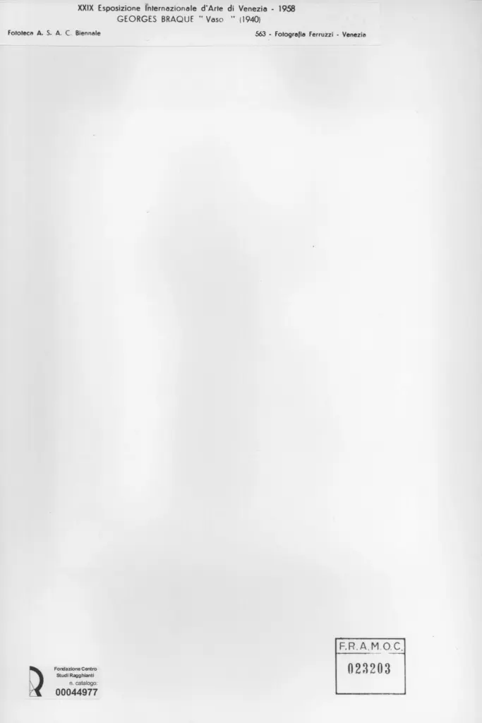 Fotografia Ferruzzi , Braque, George - sec. XX - Vaso , retro