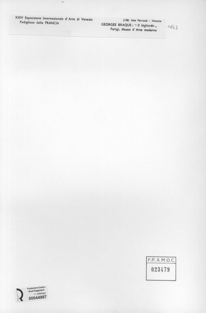Fotografia Ferruzzi , Braque, Georges - sec. XX - Il biliardo , retro