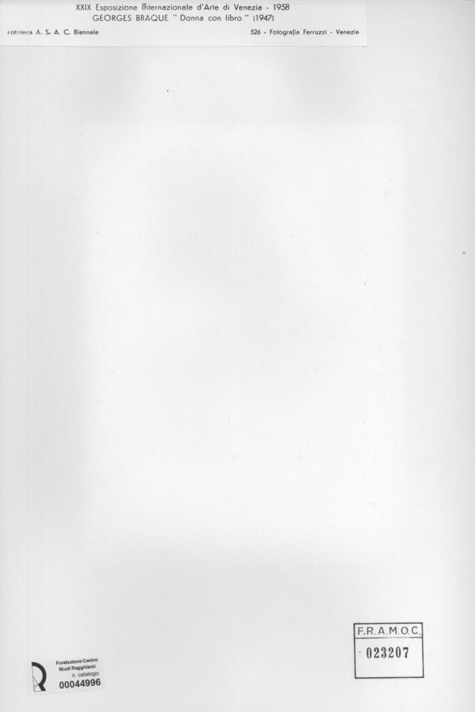 Fotografia Ferruzzi , Braque, George - sec. XX - Donna con libro , retro