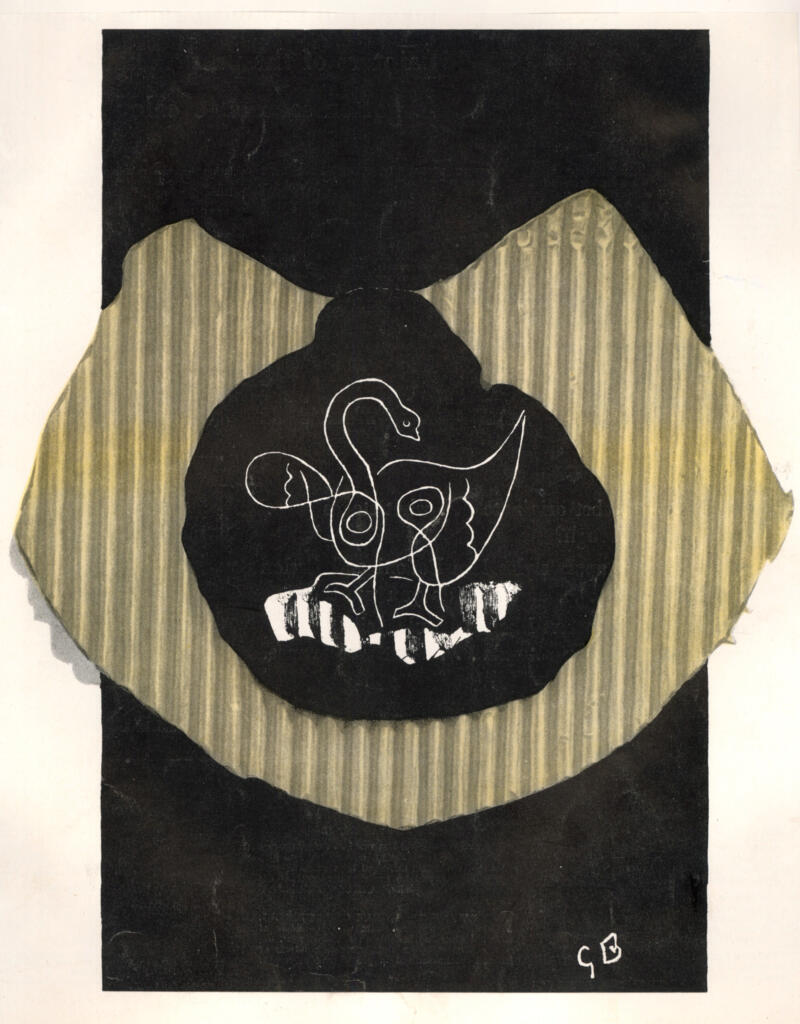 Anonimo , Braque, Georges; Mourlot - sec. XX - Composizione con cartone ondulato e cigno , fronte
