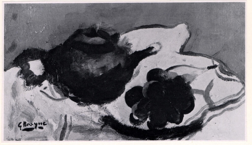 Anonimo , Braque, Georges - sec. XX - La théière mauve sur la nappe rayée , fronte