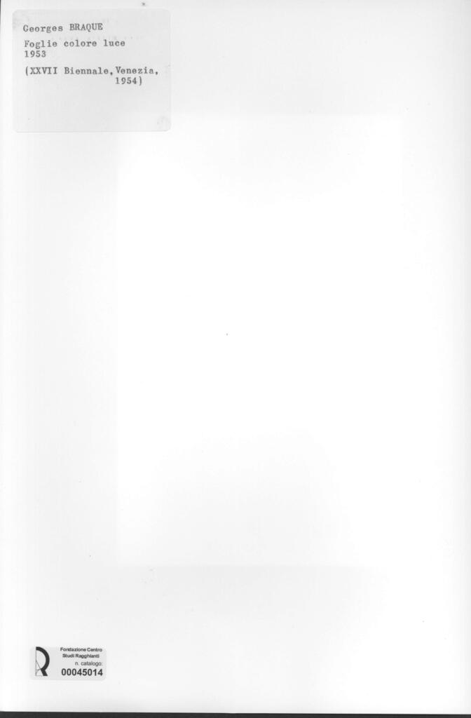 Anonimo , Braque, Georges - sec. XX - Foglie colore luce , retro