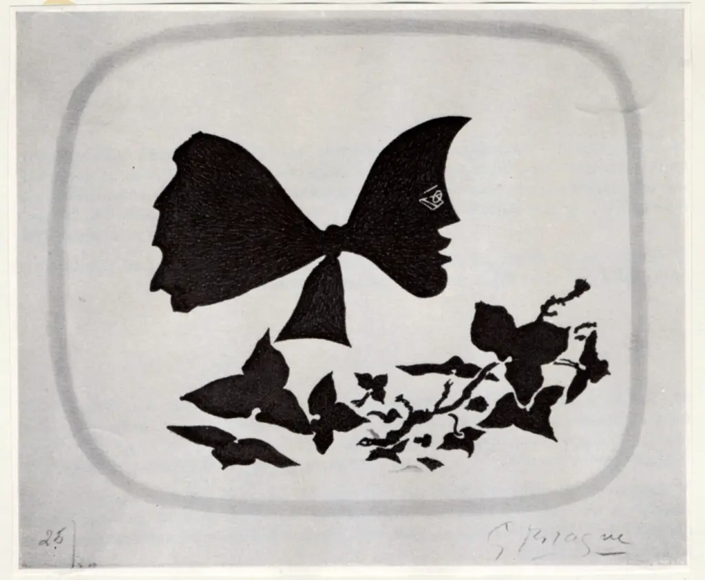 Anonimo , Braque, Georges - sec. XX - Composition with leaves and head (Hofmann XXIV) , fronte